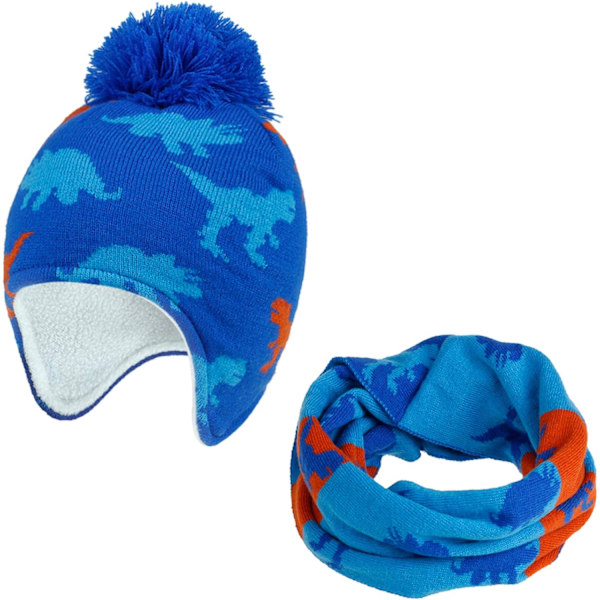 2 i 1 Barn Lue og Skjerf Vinter Tykk Varm Fleece Fôr Strikket