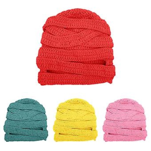 Mummyhatt Maskeraddröjhatt Halloweenfesthatt Rolig Mummy Balaclava (Röd)