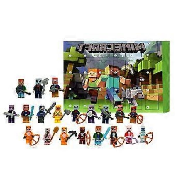 Minecraft Rakennuspalikat Joulukalenteri 2024 - 24 Päivää Yllätyksiä, Sokea Laatikko Hahmoja, Lelut Lapsille Lahjaksi