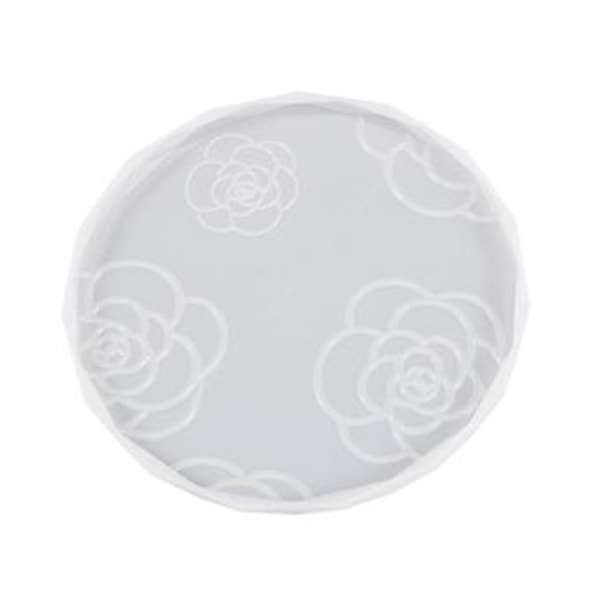 Harpiks Bakkeforme Rose Blomst Brik Silikoneform Smykke Opbevaringsbakke Epoxy Harpiks Støbeforme til DIY Håndværk Indretning (rund)