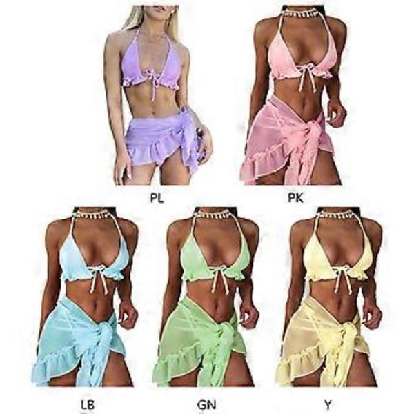 Naisten Bikinien Setti Nauhoitus Yksivärinen Uimapuku Stringit Uima-asut Seksikäs Pieni Rinta Rypytetty Uimapuku Wrap Uimapuvut Vihreä M(M Vihreä)