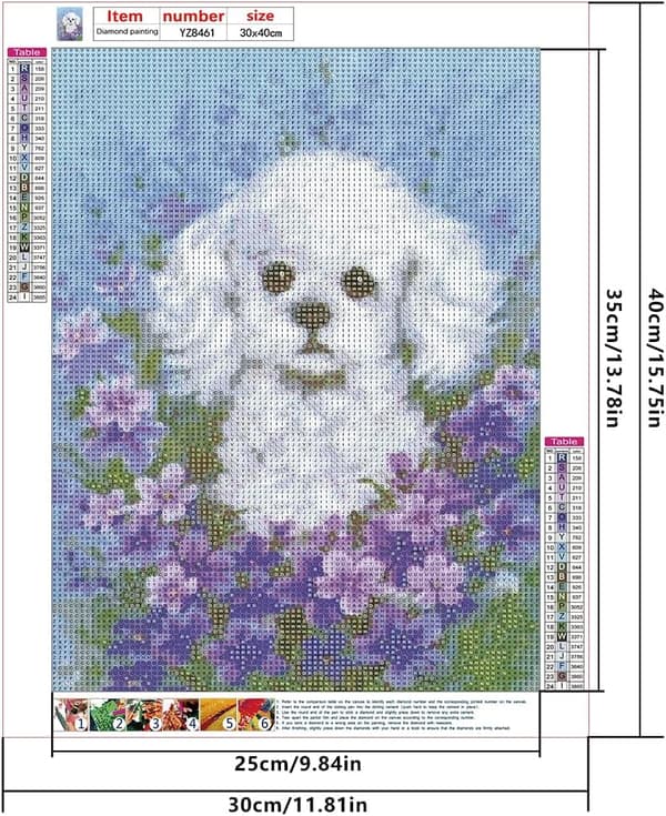 30*40cm Rund Diamant Maleri Hund, 5D Diamant-Maleri Anime Ani