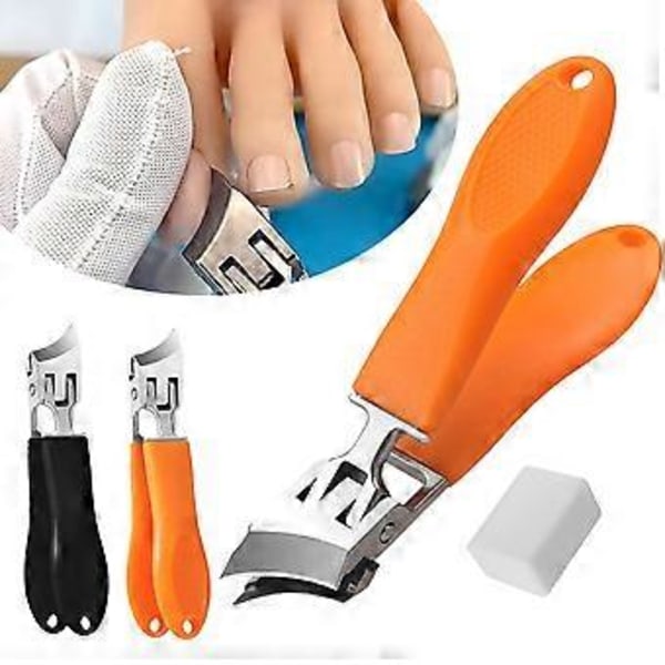 Sneda Nagelknipsare Kraftig Bärbar Nageltrimmer för Kvinnor Män (Liten Svart)