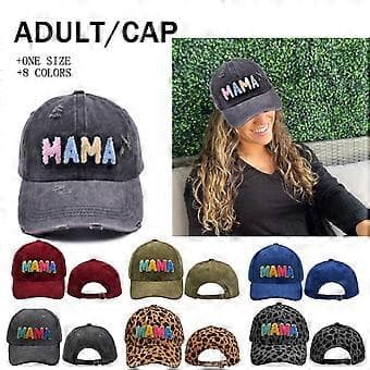 Baseballkeps för kvinnor Mama Mom 3D-lapp Broderad Justerbar Snapback Trucker Hat (Grå leopardmönster)