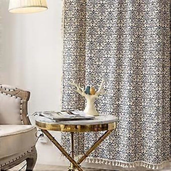 Boheme Damask Marokkanske Blomsterprint Mørknende Gardiner Kvaster Stanglomme Vinduebehandling Gardiner 1 Panel 59\" B x 84\" L