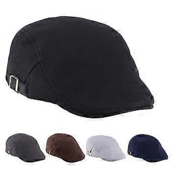 Herre Dame Duckbill Mode Klassisk Beret Cabbie Cowboy Flat Hat Golf Driving Cap Qinhai (Sort)