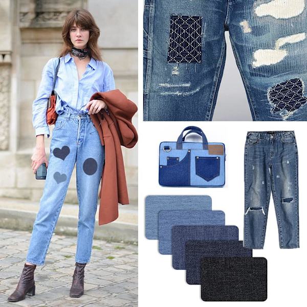 25 stk. strygejern på denim-lapper, denim-lap i stof