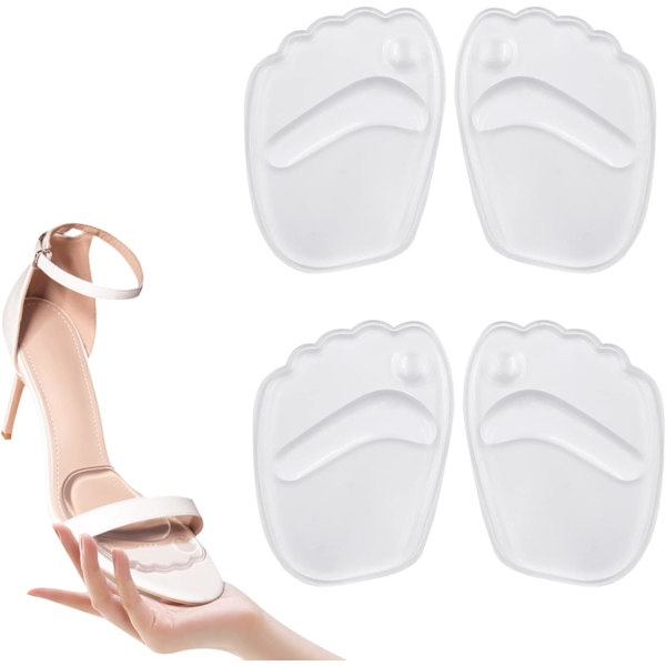 2 par gel inläggssulor halkfria framfots metatarsal pad, för kvinnor hög klack (transparent)