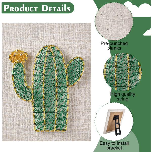 20cmx20cm DIY String Art Kit för nybörjare DIY Cactus Craft Kit för semester Unik present Cactus Nail P