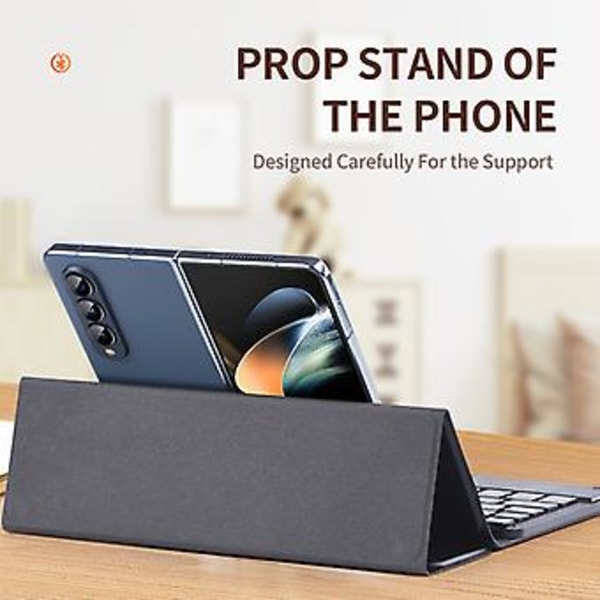 Bluetooth-tangentbord Läderfodral för Samsung Galaxy Z Fold4 Mörkgrön