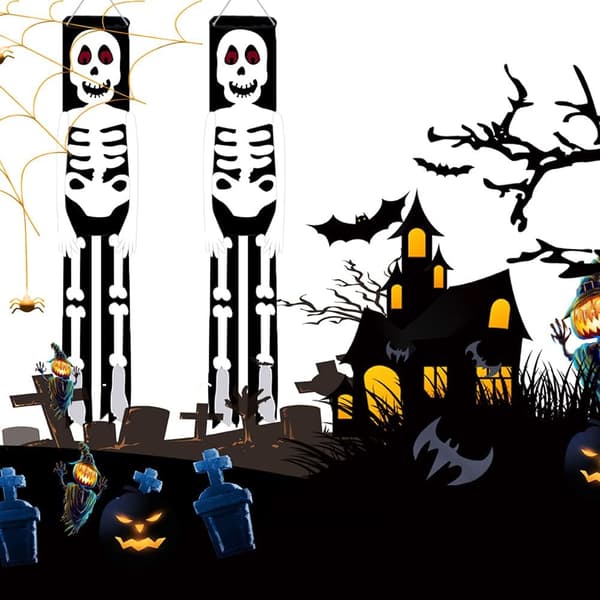 2 stk. Store Halloween Spøgelse Vindstrømper, til Udendørs Have Patio Plæne