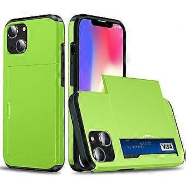 Korttikotelopuhelin Kotelo iPhone 15 Plus:lle, TPU+PC Kaksoiskerrosinen Iskunvaimennuspuhelin Kotelo