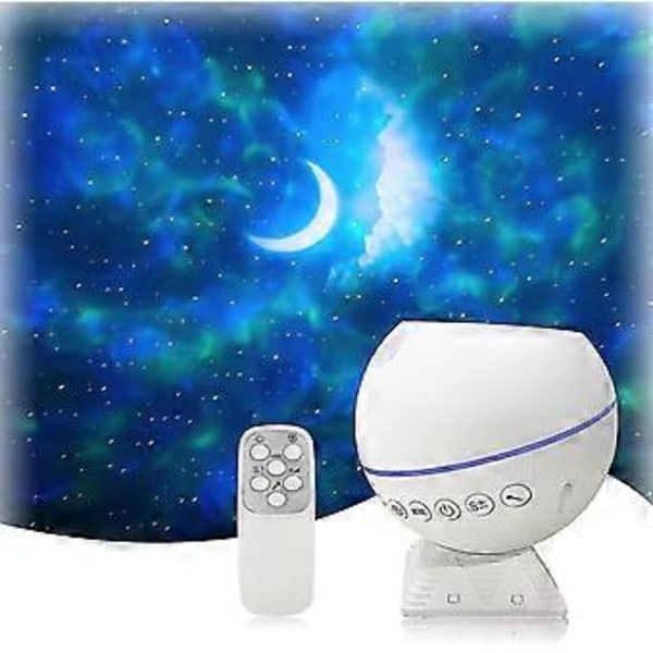 Stjernehimmelprojektor, Stjerneprojeksjonsnattlys, LED Galakseprojektor Nebula Stjernehimmel Sky Måne med Fjernkontroll, 10 Fargerike Moduser for Barn og