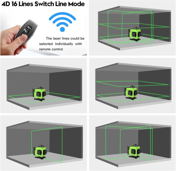 360°x 4 Laseritaso, Itsetaseutuva 3D Pysty- ja Vaakasuora