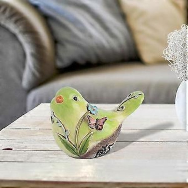 Miniature Dyrefigurer, Fugl DIY Håndværk Små Fuglefigurer Resin Fuglestatue Ornamenter til Dukkehus Terrasse Gård Soveværelse Indretning (Grøn)