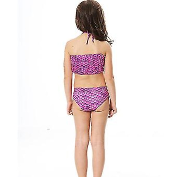 Barnens Baddräkt Flickor Sjöjungfru Svans Bikini Set Baddräkt Baddräkt (7-8 År Lila)