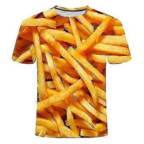 French Fries 3D-trykket T-skjorte for menn og kvinner - Morsom Tee Oversized Street (3XL A)