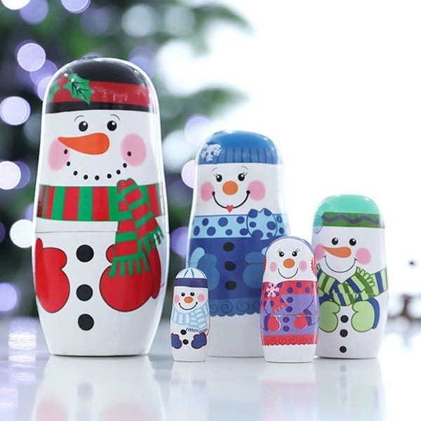 Nesting Dolls, 5 stykker jule nesting dukker russiske nesting dukker