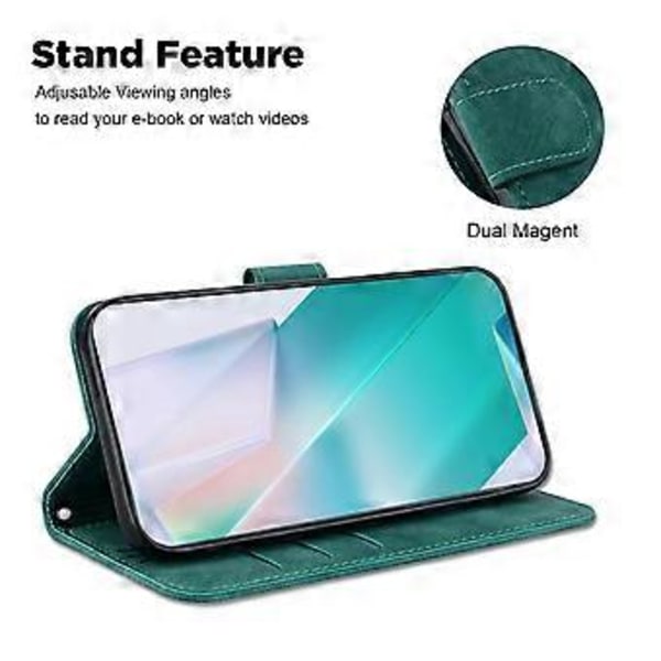 Embosset lærveske for iPhone 12 mini (Grønn)