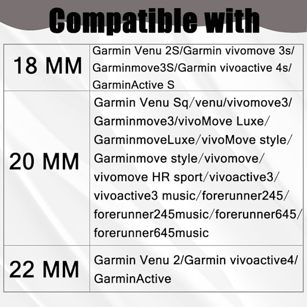 Hurtigutskiftbar Rem, 22mm Silikonurrem for Garmin Erstatningsarmbåndsur Kvinner og Menn