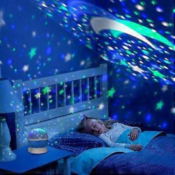 Stjernenatt Lysprojektor Stjerne Himmelmåne Lampe Barnerom Lys