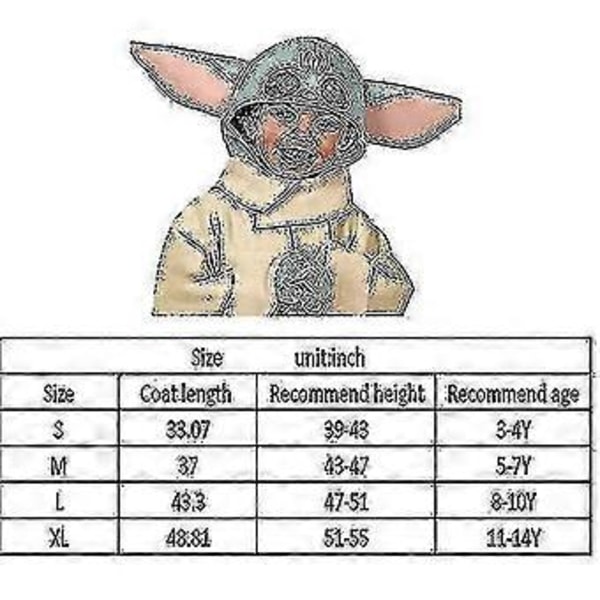 Jule Yoda Kostume, Mandalorian The Child Robe Kappe, børnekostume V(XL)
