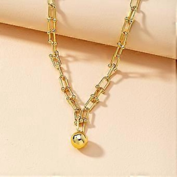 Halsband i legering Geometriska Kulor Hänge Halskedja Justerbar Längd Nyckelbenskedja Smycken för Fester och Bröllop Guld (Guld)