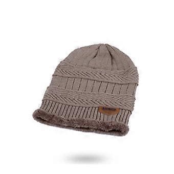 Menn Kvinner Strikkede Slouch Lue Luer Rør Skjerf Sett Vinter Snø Varm Skilue (Khaki)
