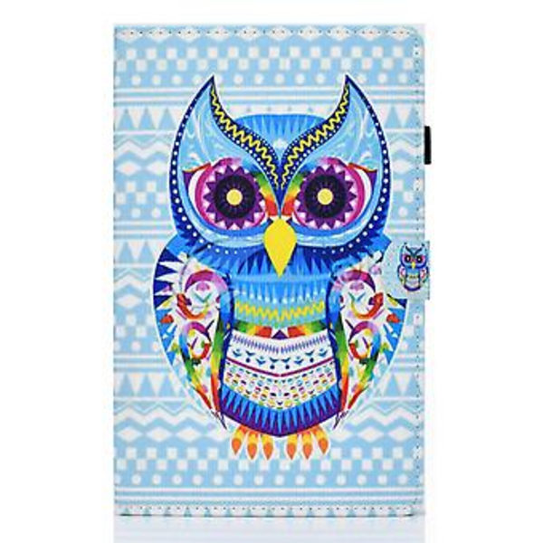 Fargerik Tegneetui for Samsung Galaxy Tab A9 (Fargerik Ugle)