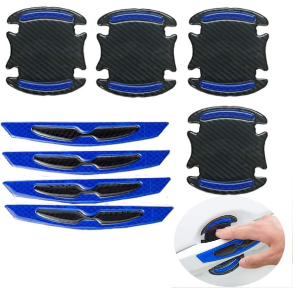 8pcs Universal 3D (Blue) Carbon Fiber Car Door Handle Paint