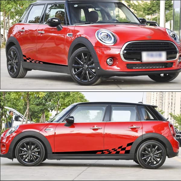 1 par vanntett grafisk stripe rutete racing flagg side stripe