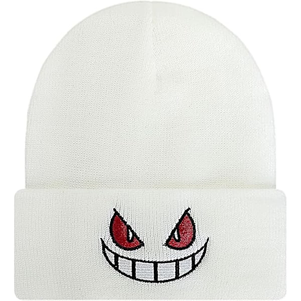 Anime Beanie-luer for menn og kvinner, varm vinterlue med mansjett, brodert strikket hodeskallelue