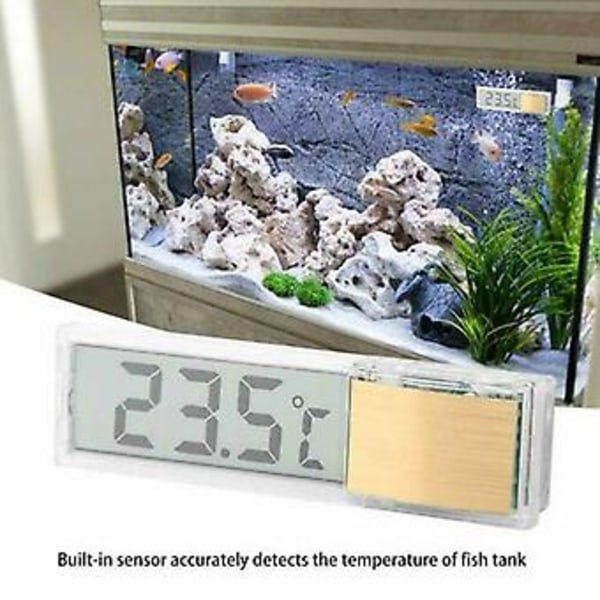 LCD Digitalt Akvarium Vandtank Temperatur Termometer Krystal LCD Glas (Guld)