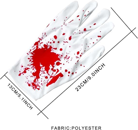 Halloween Blodstänkta Kostymhandskar, Vit Polyester, Vuxenstorlekar
