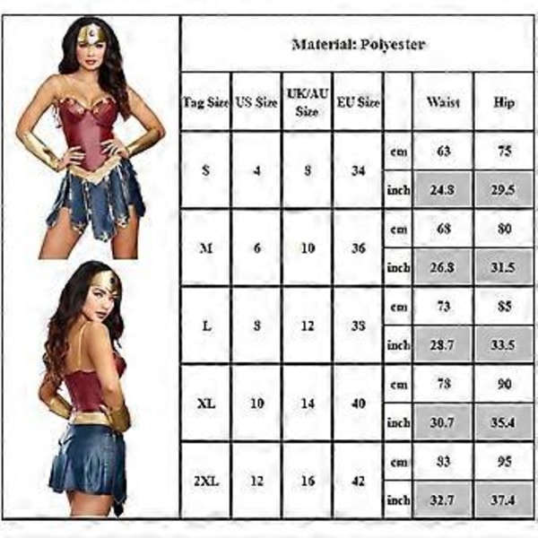 Voksen Kvinder Wonder Woman League of Legends Gladiator Uniform Diana Cosplay Kostume Sæt Rollespil Party Outfits (XL)