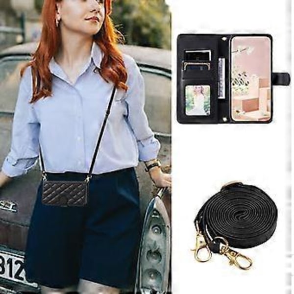 Mobilfodral för Samsung Galaxy A73 5G, Rutmönster i PU-Läder, Crossbody (Stil D)