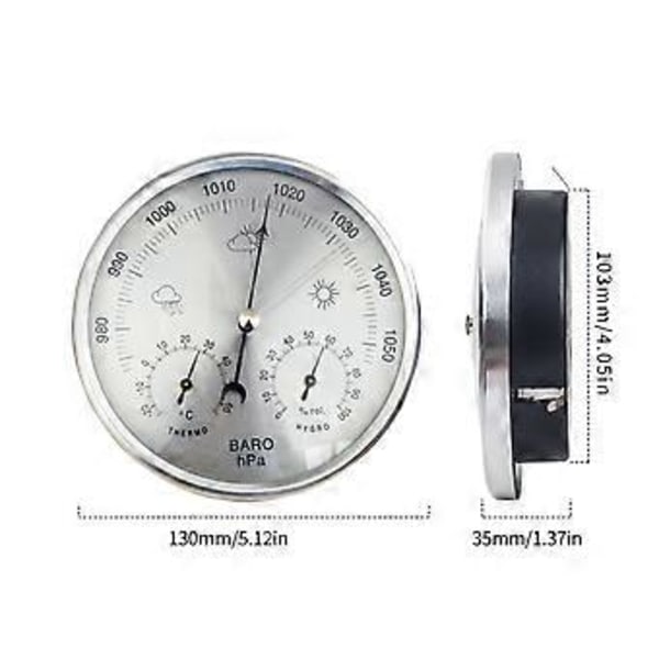 3 i 1 Vejrstation Termometer Hygrometer Barometer Indendørs Udendørs 13 cm( )