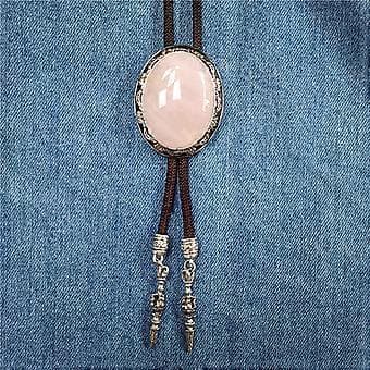 Stilfull flätad rep Bolo Tie-slips med ovalformad stenberlock för män och kvinnor, västerländsk outfit, justerbart halsband (Grön 13)