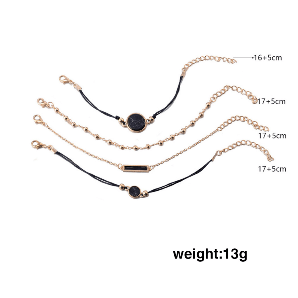 Set med 4 boho armband Stjärnor och måne i pärlor och ädelstenar handgjorda armband handkedja för kvinnor