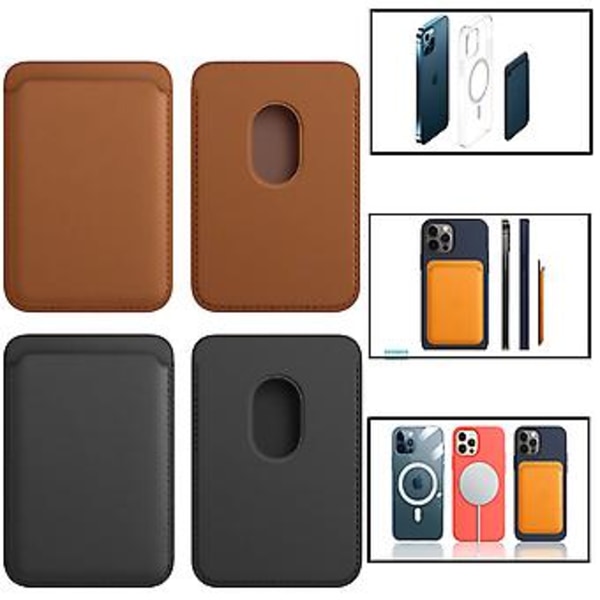Magnetiskt Läder Kortfack Plånbok Mag Safe Skal Fodral för iPhone 12 Pro Max Mini (Svart)