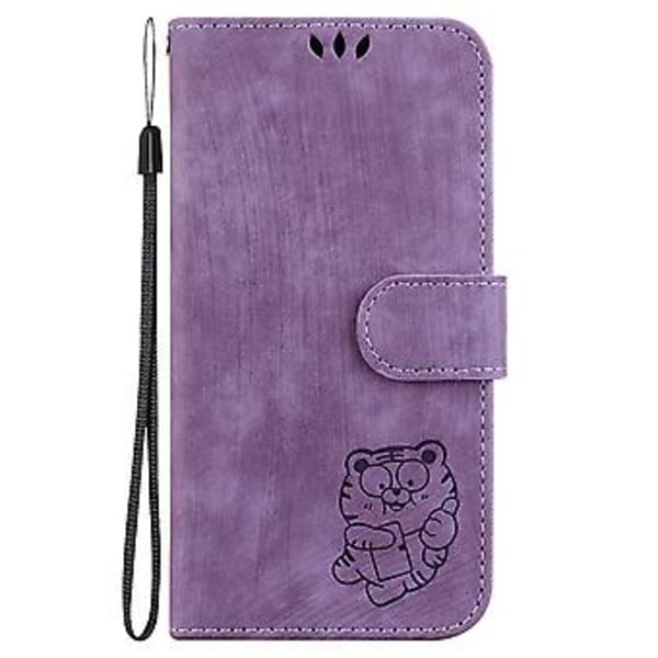 Embosset lærveske for iPhone 15 Pro Max (Lilla)
