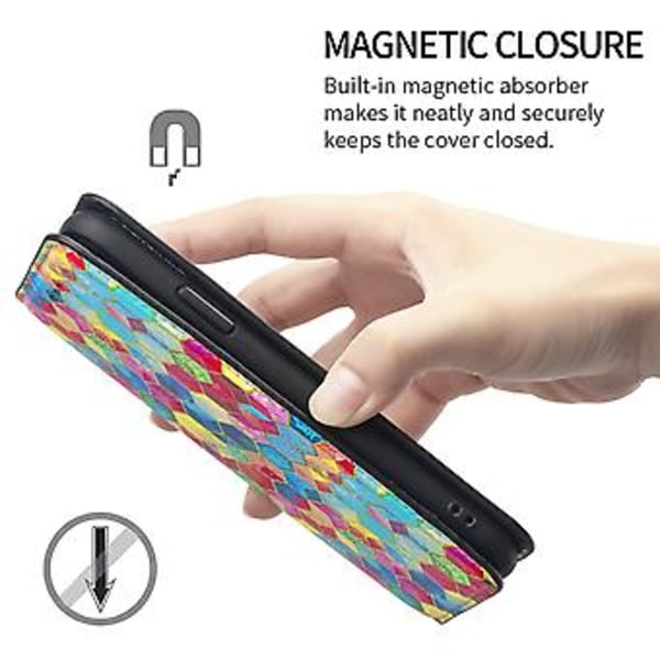 Färgglatt Magnetiskt Läderfodral För Samsung Galaxy A12 (Magic Space)