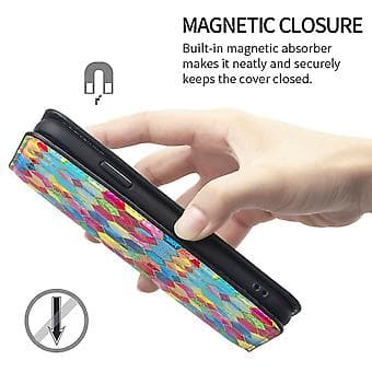 Farverig Magnetisk Læderetui Til Samsung Galaxy A12 (Magic Space)