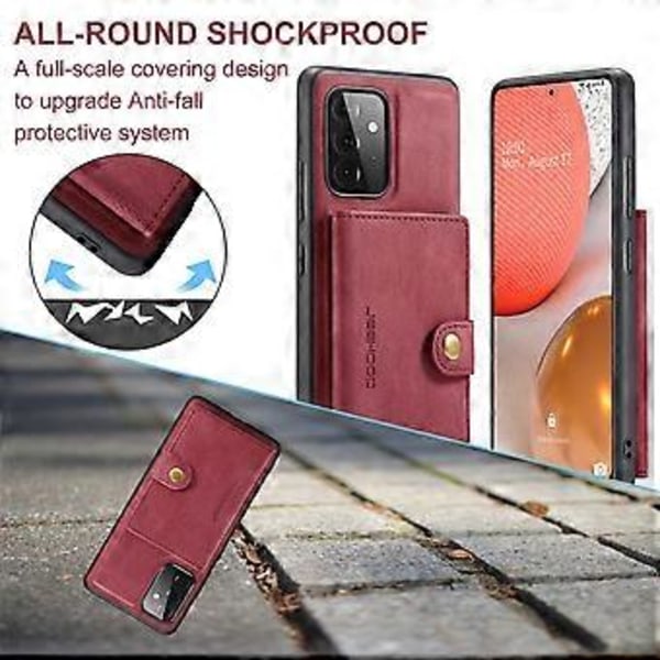 Retro Magnetisk Avtakbar Etui For Samsung Galaxy A72 5G (Rød)