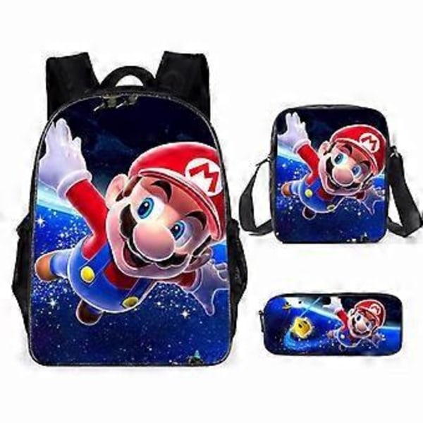 Uusi Mario-sarjakuvareppu Ala- ja yläkoulun koululaukku Reppu Kolmiosainen setti Olkalaukku Kynälaukku 36 -NMAOV