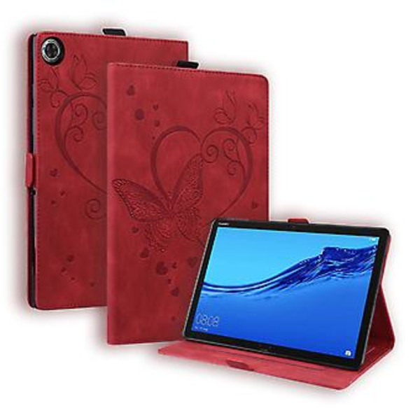 Rakastava Perhonen Nahkakuori Samsung Galaxy Tab A9:lle (Punainen)