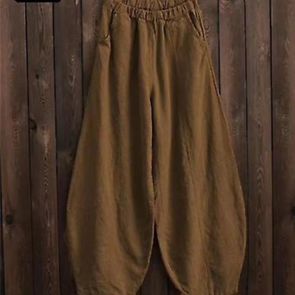 Japanska Plus Size Vår och Höst Bomull och Linne Lös Casual Bloomers Dam (XXXXXL mörkblå)