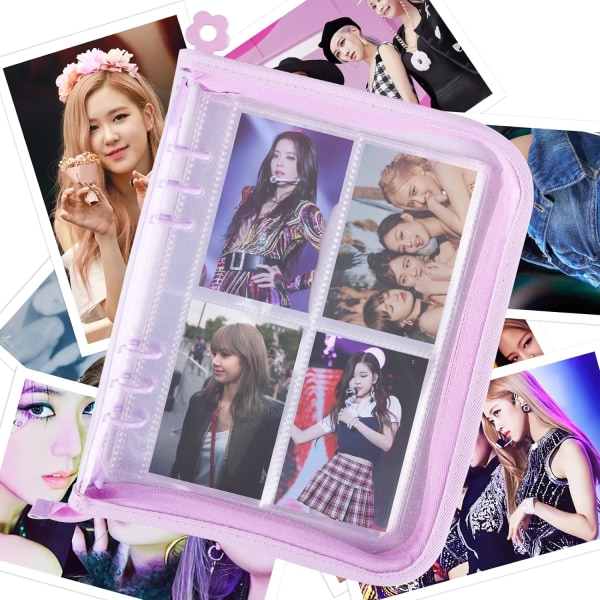 Kpop A5 Binder Fotoalbum - 6 Huller - Med 10 Lommer med 4 Rum - Transparent - A5 Format