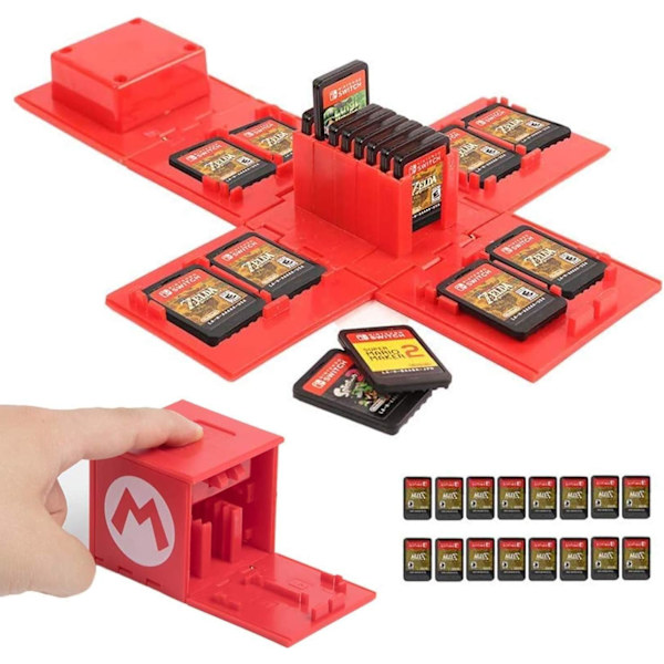 Nintendo Switch minneskortsfodral, skyddande förvaringsfodral för spelkort med 16 fack, St