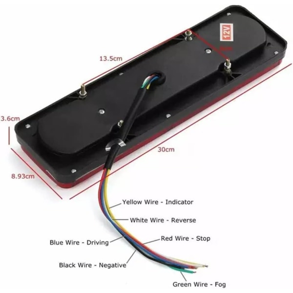 Auton takavalo 2 kpl 12V 36 Led takavalot 6 toimintoa Trail